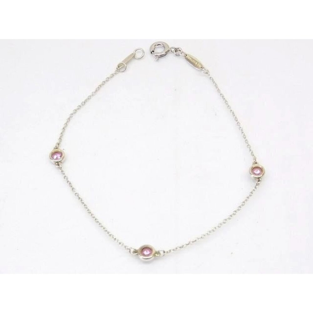Tiffany pink sapphire bracelet setting Clasp Non original By the Yard silver Co